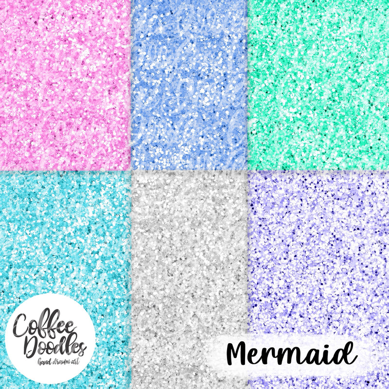 Mermaid Cool Tones Inspired Diamond Glitter Digital Paper Pack
