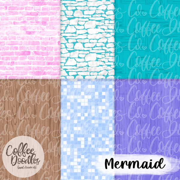Mermaid Cool Tones Inspired Texture Digital Paper Pack