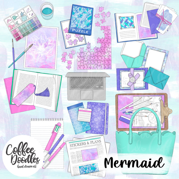 Mermaid Cool Tones Inspired Clipart Hobbies