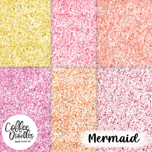 Mermaid Warm Tones Inspired Diamond Glitter Digital Paper Pack