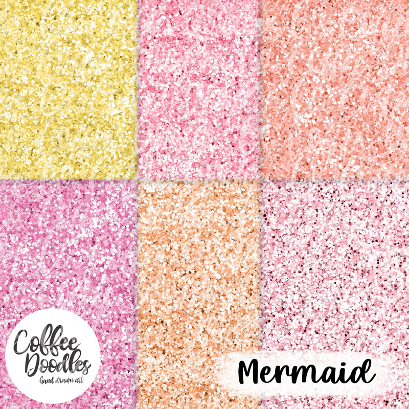 Mermaid Warm Tones Inspired Diamond Glitter Digital Paper Pack