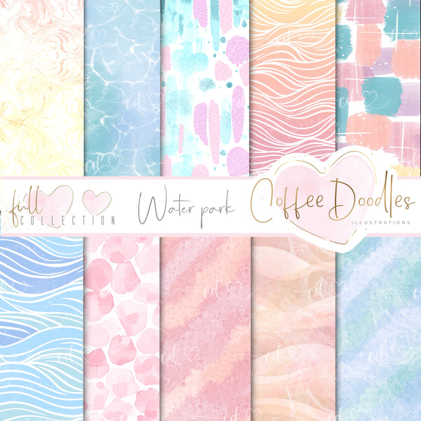 Waterpark Soft Tones Inspired NOT SEAMLESS Inspired Digital Paper Pack