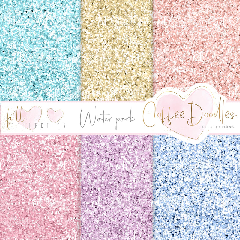 Waterpark Soft Tones Inspired Diamond Glitter Digital Paper Pack