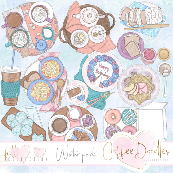 Waterpark Soft Tones Inspired Clipart Food