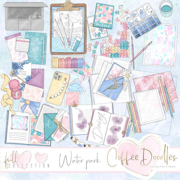 Waterpark Soft Tones Inspired Clipart Hobbies