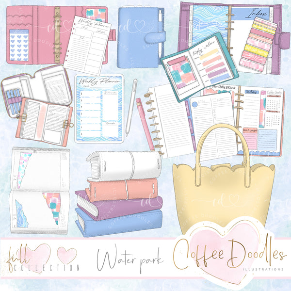 Waterpark Soft Tones Inspired Clipart Planner
