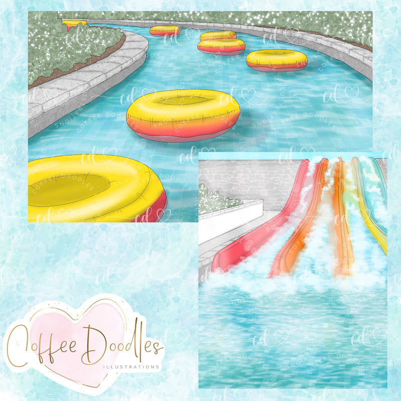 Waterpark Bright Tones Inspired Clipart