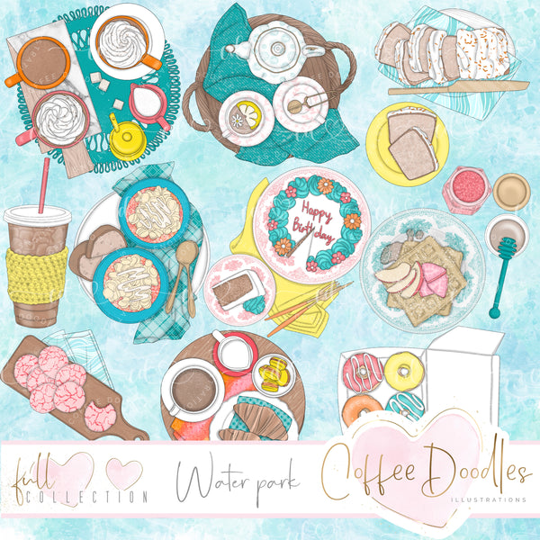Waterpark Bright Tones Inspired Clipart Food