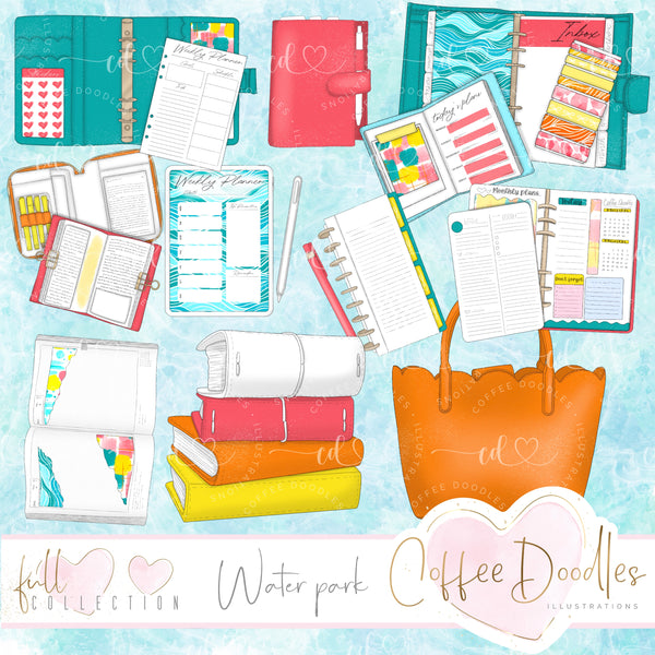 Waterpark Bright Tones Inspired Clipart Planner