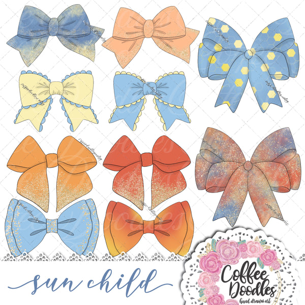 Sun Child Blue BOW Inspired Clipart