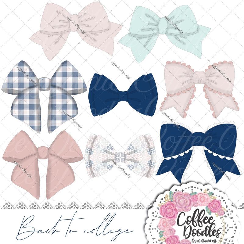 Back to College Navy BOW Inspired Clipart