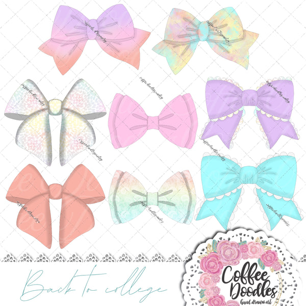 Back to College Pastel BOW Inspired Clipart