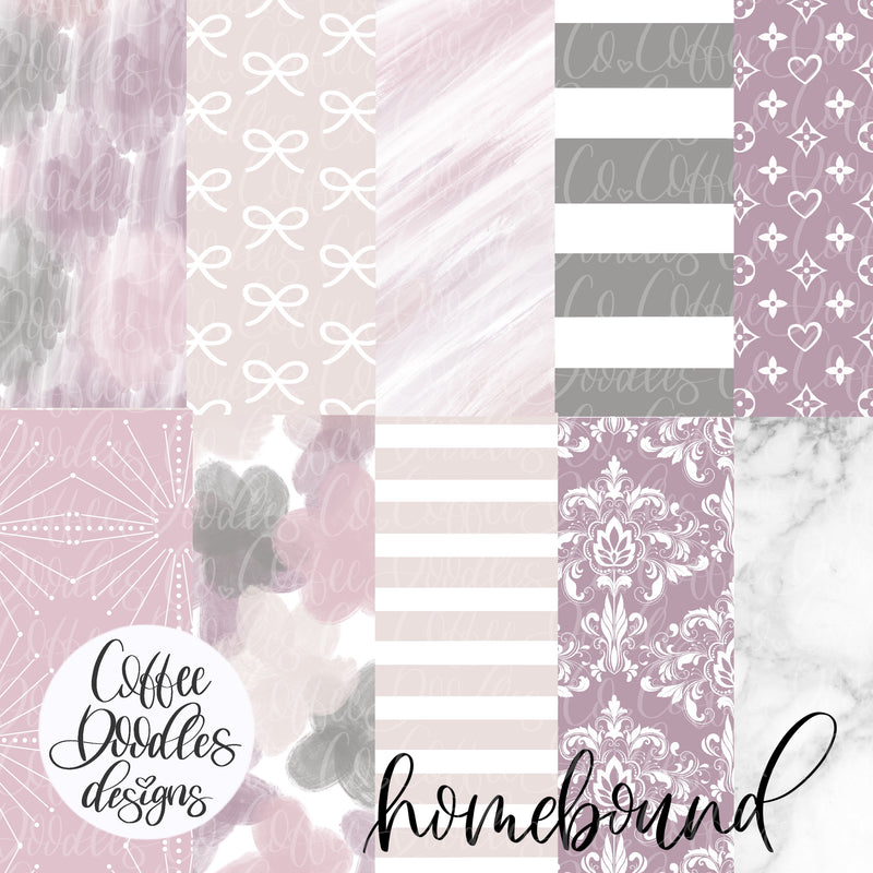 Work from Home Purple Collection Inspired NOT SEAMLESS Inspired Digital Paper Pack