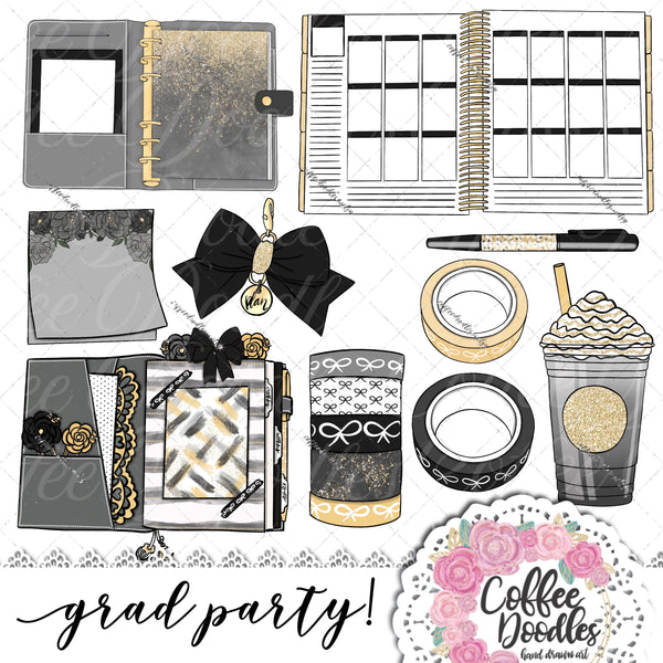 Grad Party Inspired Clipart Planners