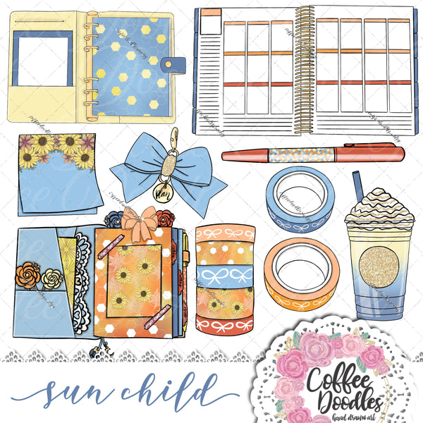 Sun Child Blue Inspired Clipart Planners