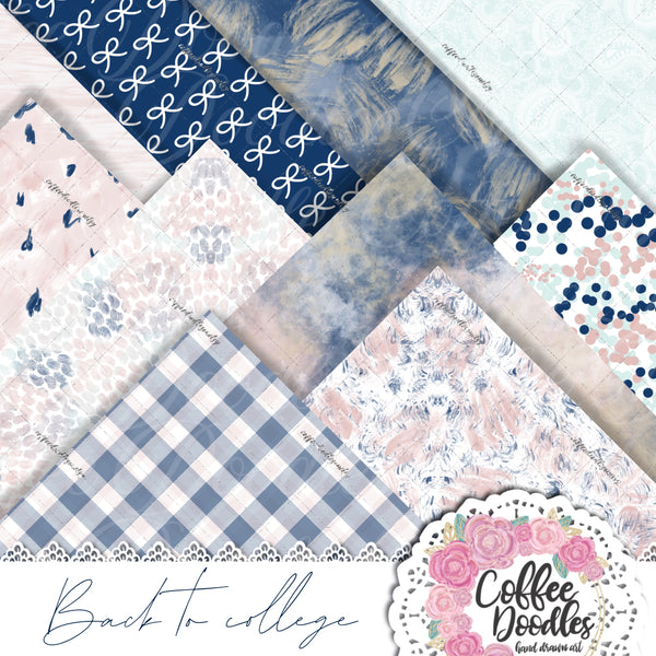 Back to College Navy NOT SEAMLESS Inspired Digital Paper Pack