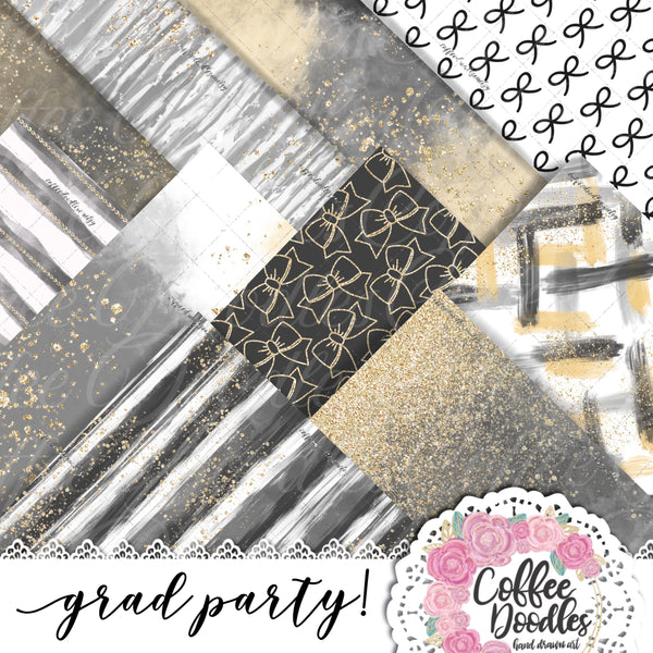 Grad Party NOT SEAMLESS Inspired Digital Paper Pack