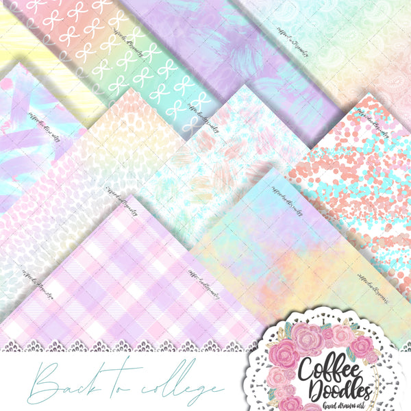 Back to College Pastel NOT SEAMLESS Inspired Digital Paper Pack