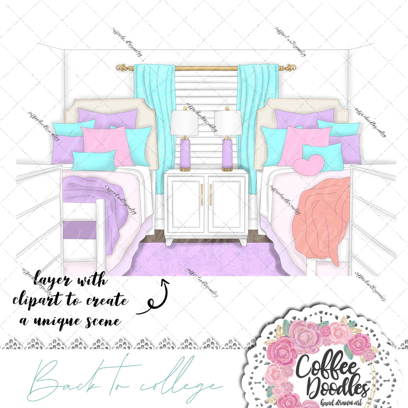 Back to College Pastel  SCENES Inspired Clipart