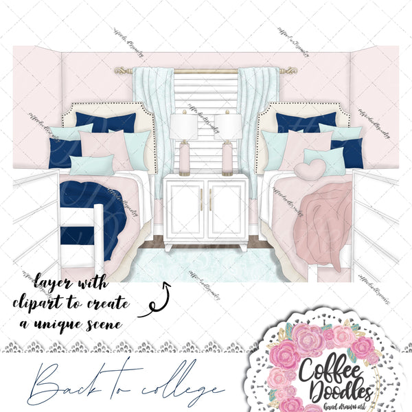 Back to College navy SCENES Inspired Clipart