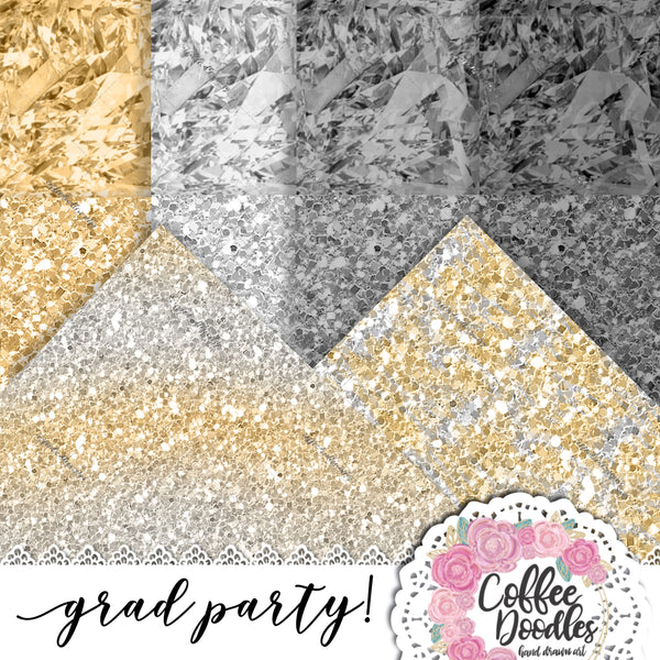 Grad Party Diamond Glitter Digital Paper Pac