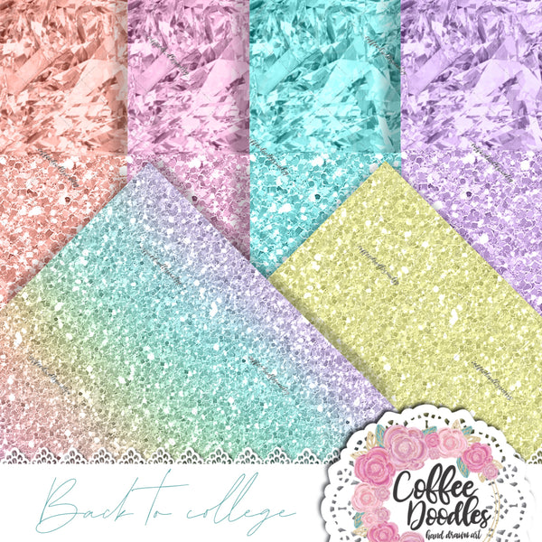 Back to College Pastel Diamond Glitter Digital Paper Pack