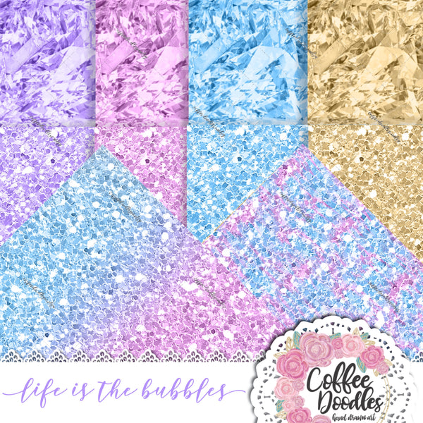 Life Is Bubbles Diamond Glitter Digital Paper Pac