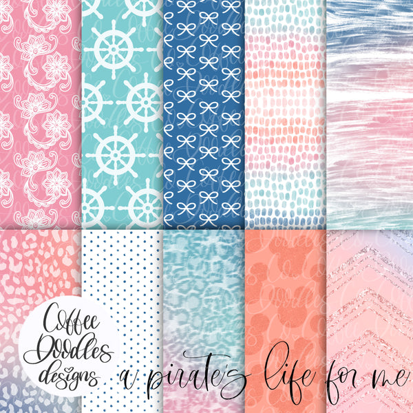 A Pirate's Life for me Light NOT SEAMLESS Inspired Digital Paper Pack