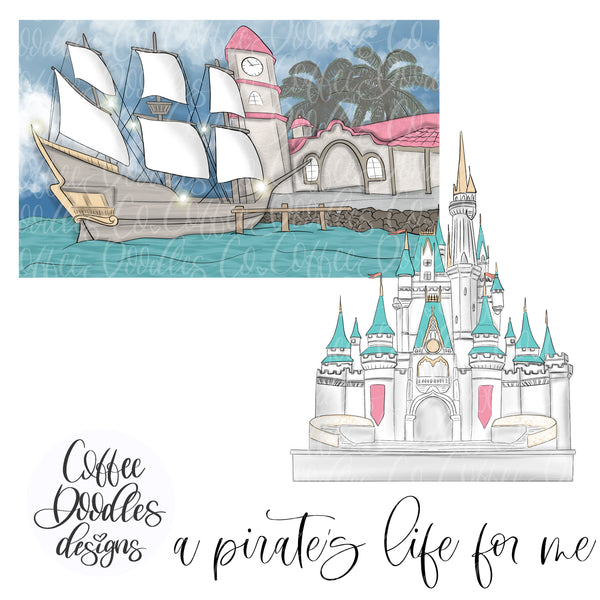 A Pirate's Life for me Light Pastel SCENES Inspired Clipart