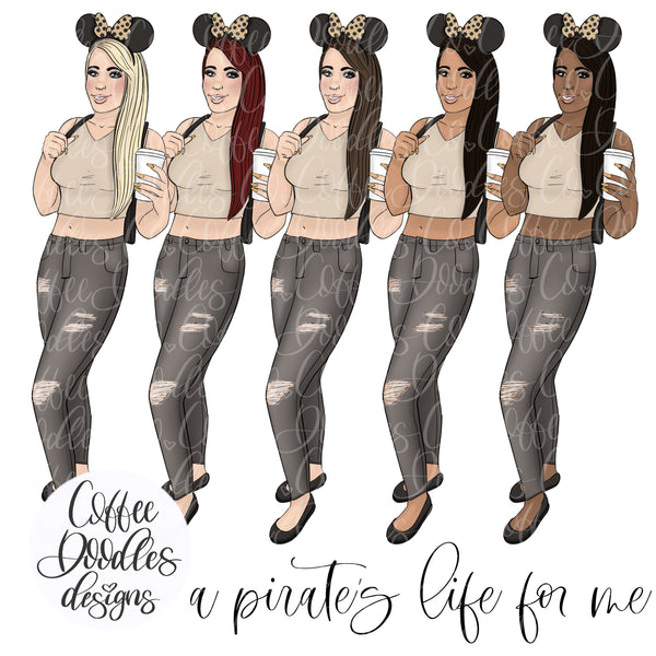 A Pirate's Life for me Inspired Clipart GIRL Fashion Girl Clip Art